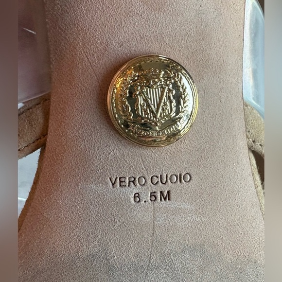 Preloved VERONICA BEARD Alanis Kitten Heel Slide Sandals in Sand Size 6.5 - Picture 3 of 8